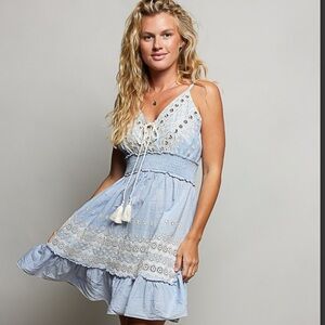 💕 Coming Soon! POL Blue Eyelet Summer Dress